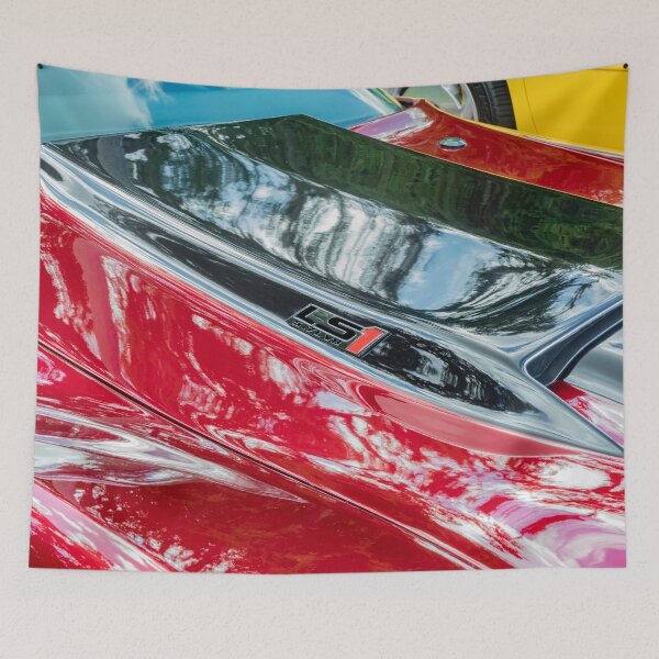 Item preview, 1969 Corvette Stingray Convertible Burgundy 427 Hood Car Poster designed and sold by RichFrancoCars.