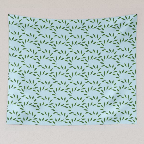 Item preview, Green Leaves on Pastel Blue Seamless Pattern designed and sold by SmallDart Creations.