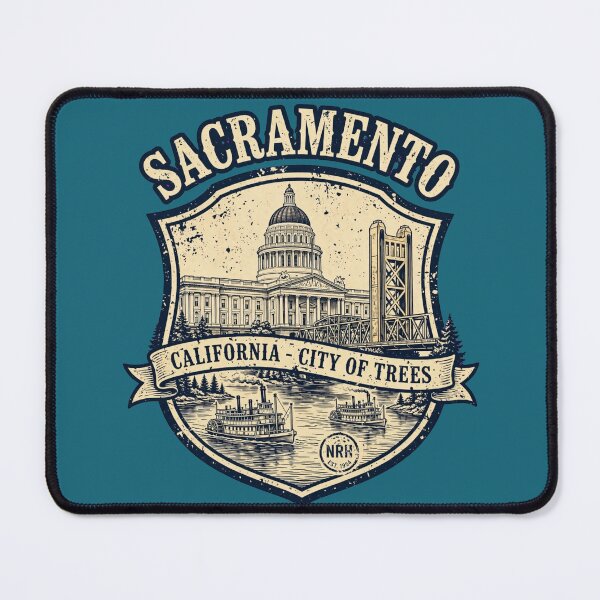 Item preview, Retro plaque Sacramento California City of Trees designed and sold by Normandy Road Heritage.
