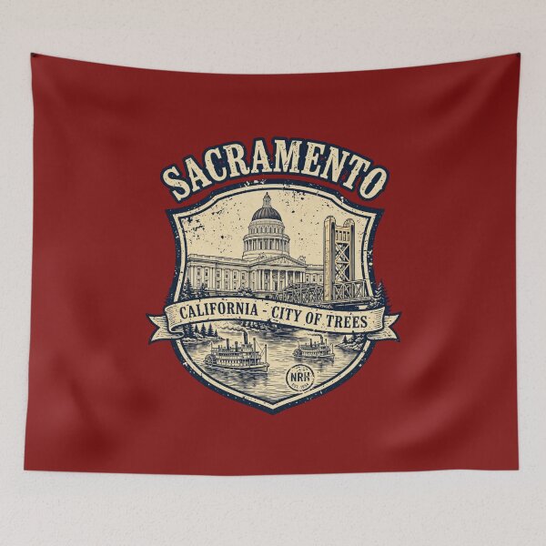 Item preview, Retro plaque Sacramento California City of Trees designed and sold by Normandy Road Heritage.