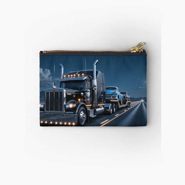 Item preview, Black Semi Truck Hauling Vintage 1950s Cars designed and sold by Crazy Ronald.