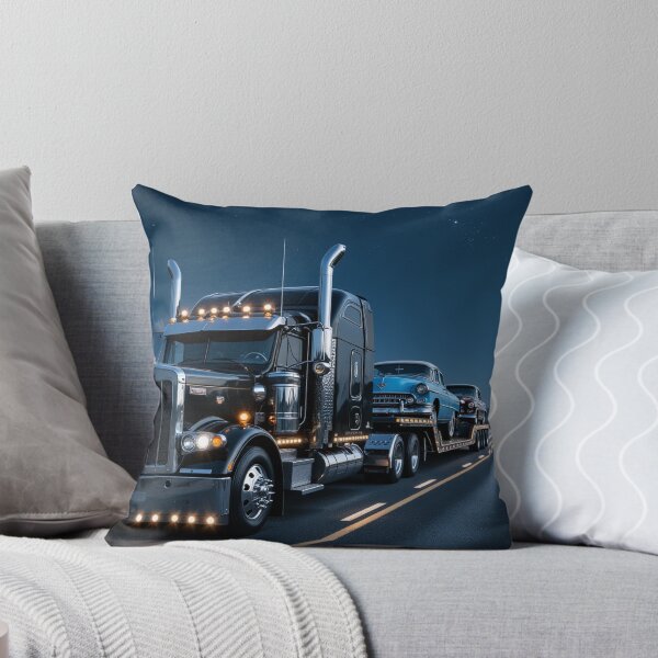 Item preview, Black Semi Truck Hauling Vintage 1950s Cars designed and sold by Crazy Ronald.