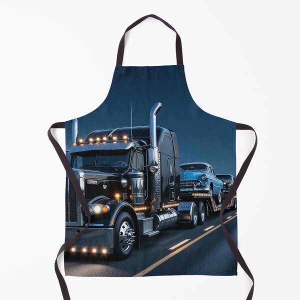 Item preview, Black Semi Truck Hauling Vintage 1950s Cars designed and sold by Crazy Ronald.