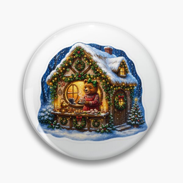 Item preview, Christmas Bear Cottage | Cozy Winter Bear | Snowy Christmas Cabin | Hot Cocoa & Holiday Baking designed and sold by MrDev.