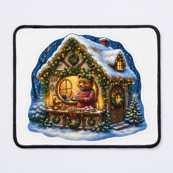 Item preview, Christmas Bear Cottage | Cozy Winter Bear | Snowy Christmas Cabin | Hot Cocoa & Holiday Baking designed and sold by MrDev.