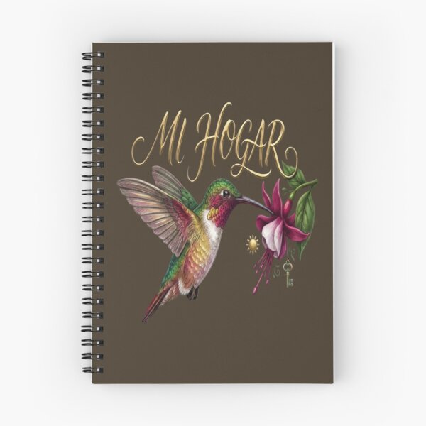Item preview, Mi Hogar - Colored Pencil Hummingbird with Tropical Flower & Gold Lettering designed and sold by Nakrisa.