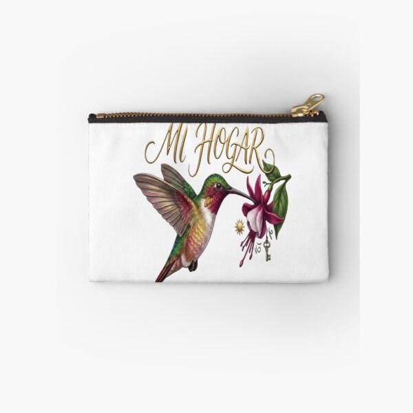Item preview, Mi Hogar - Colored Pencil Hummingbird with Tropical Flower & Gold Lettering designed and sold by Nakrisa.