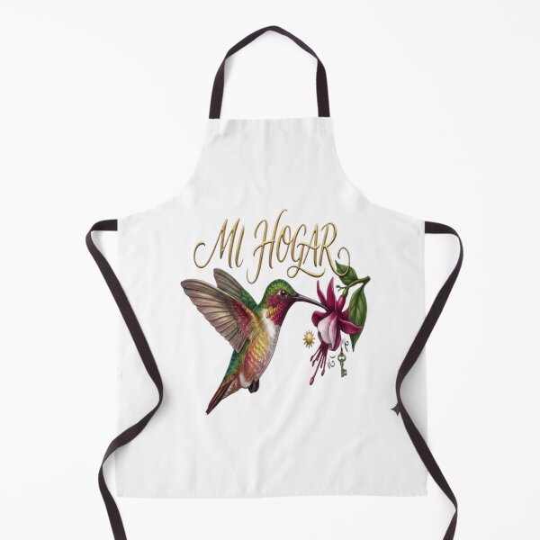 Item preview, Mi Hogar - Colored Pencil Hummingbird with Tropical Flower & Gold Lettering designed and sold by Nakrisa.