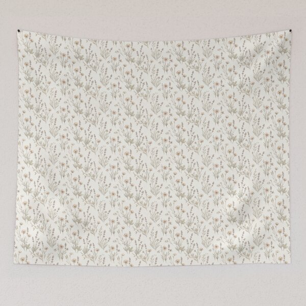 Item preview, Muted Vintage Meadow Wildflower and Lavender Pattern designed and sold by Opal Aura .