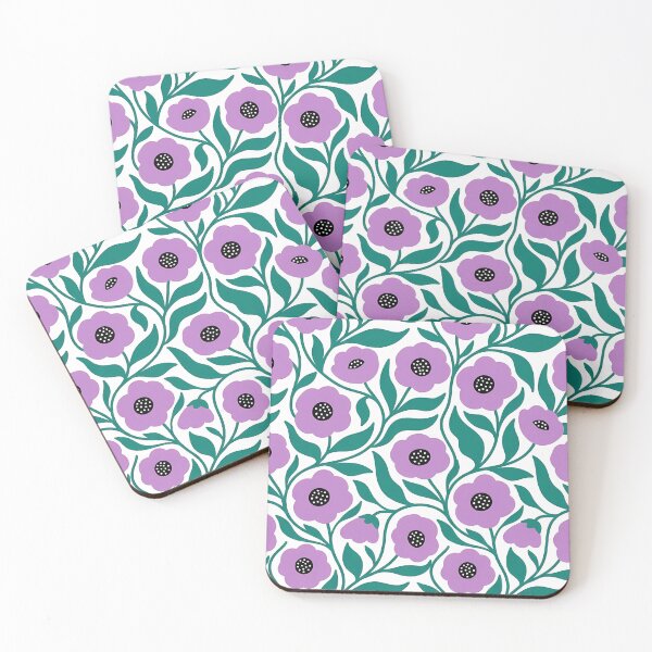 Item preview, Minimalist Lavender and Emerald Green Poppy Pattern on White designed and sold by LuisWorks.