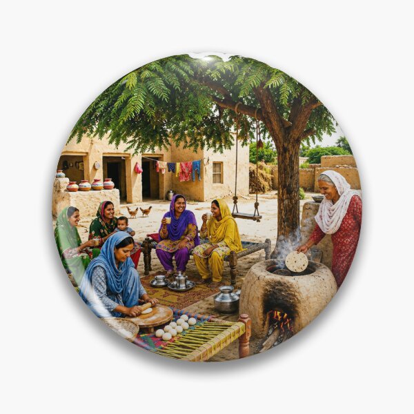 Item preview, Punjabi Village Women Cooking Roti – Traditional Rural Life Sticker designed and sold by Arts121.