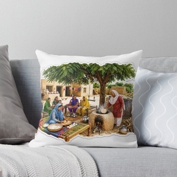 Item preview, Punjabi Village Women Cooking Roti – Traditional Rural Life Sticker designed and sold by Arts121.