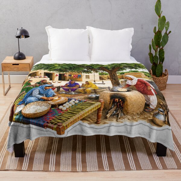 Item preview, Punjabi Village Women Cooking Roti – Traditional Rural Life Sticker designed and sold by Arts121.