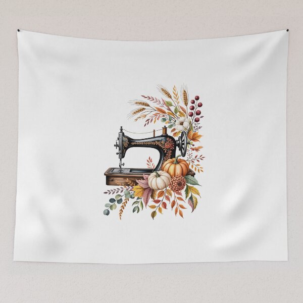 Item preview, Vintage Sewing Machine with Autumn Leaves designed and sold by jkrphoto.