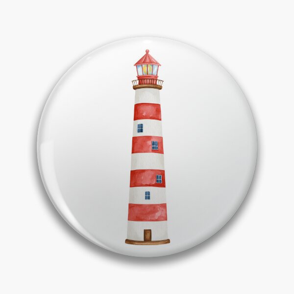 Item preview, Watercolor Lighthouse Nautical Illustration – Red and White Coastal Lighthouse designed and sold by Ramona-Gliga.