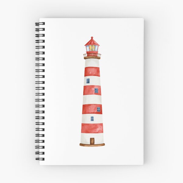Item preview, Watercolor Lighthouse Nautical Illustration – Red and White Coastal Lighthouse designed and sold by Ramona-Gliga.