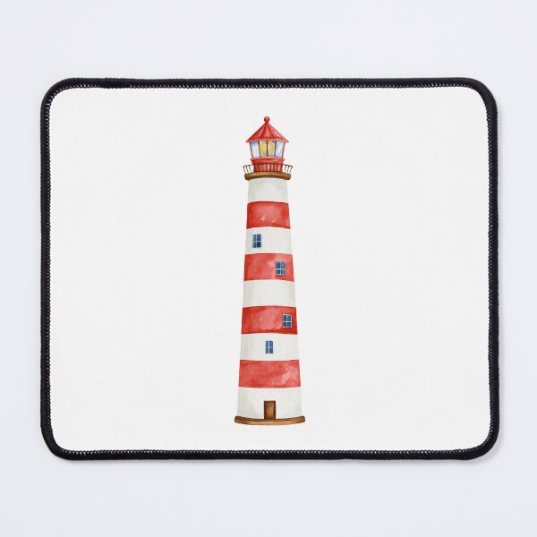 Item preview, Watercolor Lighthouse Nautical Illustration – Red and White Coastal Lighthouse designed and sold by Ramona-Gliga.