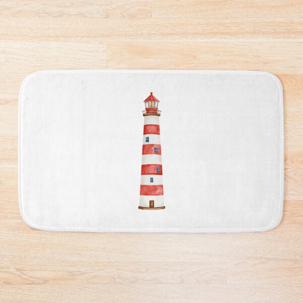Item preview, Watercolor Lighthouse Nautical Illustration – Red and White Coastal Lighthouse designed and sold by Ramona-Gliga.