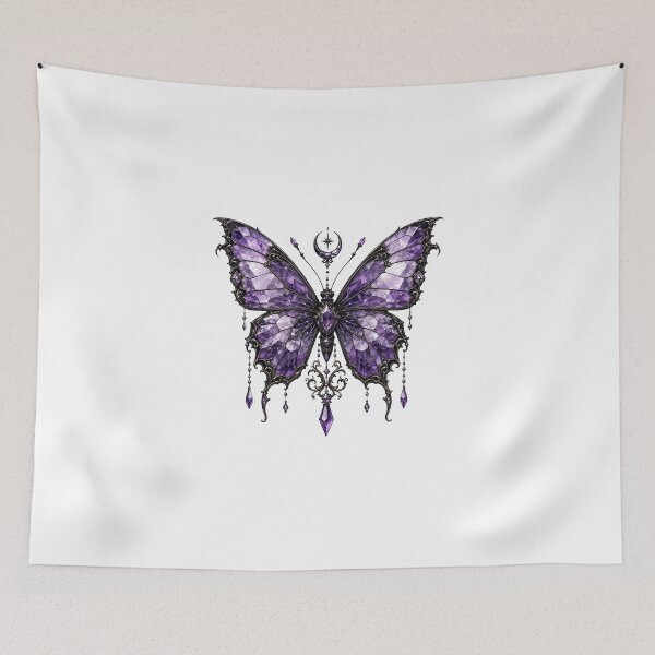 Item preview, Gothic Amethyst Crystal Butterfly - Celestial Witchy Aesthetic designed and sold by crazyhome.