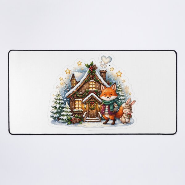 Item preview, Christmas Fox & Bunny Cottage | Cozy Woodland Christmas | Fox Holiday | Winter Forest Friends designed and sold by MrDev.
