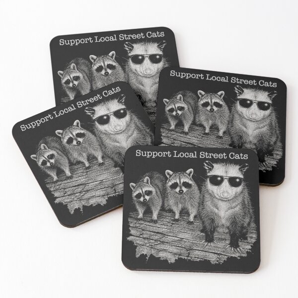 Item preview, Support Local Street Cats Raccoon Skunk Possum Shirt Funny Trash Panda Opossum Retro Wildlife Animal Lover designed and sold by LessIsLoud.