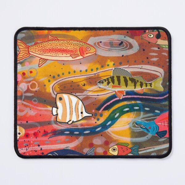 Item preview, Colorful Fish Pattern Art - Folk Art Marine Life Illustration designed and sold by cezzarie.
