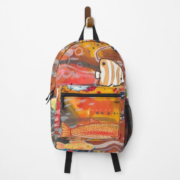 Item preview, Colorful Fish Pattern Art - Folk Art Marine Life Illustration designed and sold by cezzarie.
