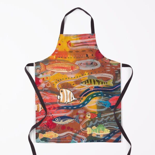 Item preview, Colorful Fish Pattern Art - Folk Art Marine Life Illustration designed and sold by cezzarie.