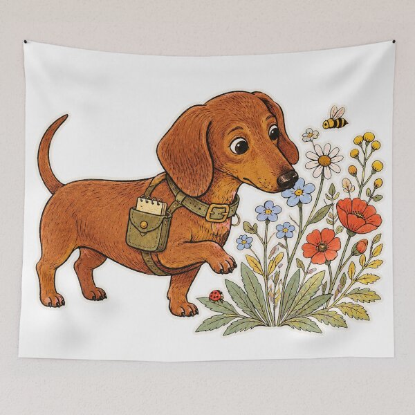 Item preview, Whimsical Dachshund Wildflower Garden Inspector designed and sold by Jaani-T.