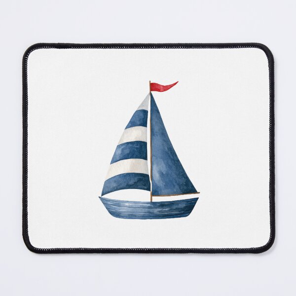 Item preview, Watercolor Sailboat Nautical Illustration – Blue and White Sailing Boat designed and sold by Ramona-Gliga.