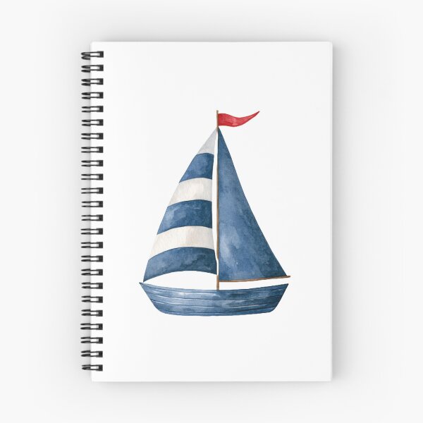 Item preview, Watercolor Sailboat Nautical Illustration – Blue and White Sailing Boat designed and sold by Ramona-Gliga.