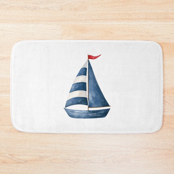 Item preview, Watercolor Sailboat Nautical Illustration – Blue and White Sailing Boat designed and sold by Ramona-Gliga.