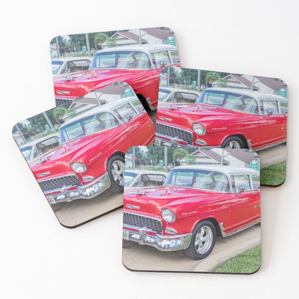 Item preview, Classic 1955 Chevy Bel Air Gypsy Red and India Ivory Automotive Print designed and sold by RichFrancoCars.