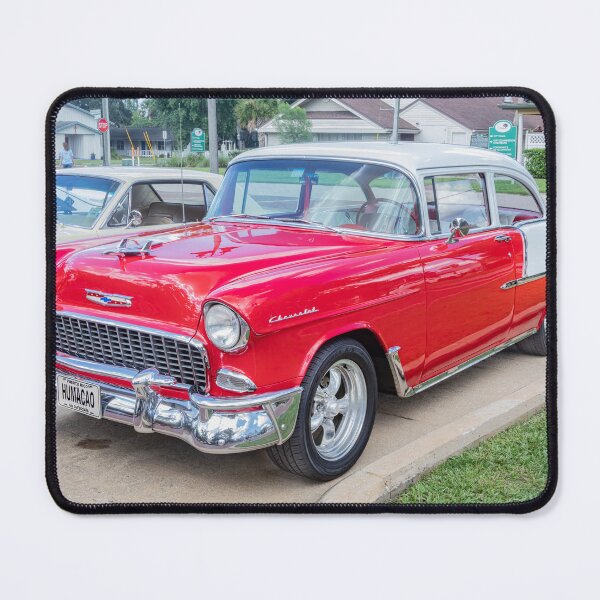 Item preview, Classic 1955 Chevy Bel Air Gypsy Red and India Ivory Automotive Print designed and sold by RichFrancoCars.