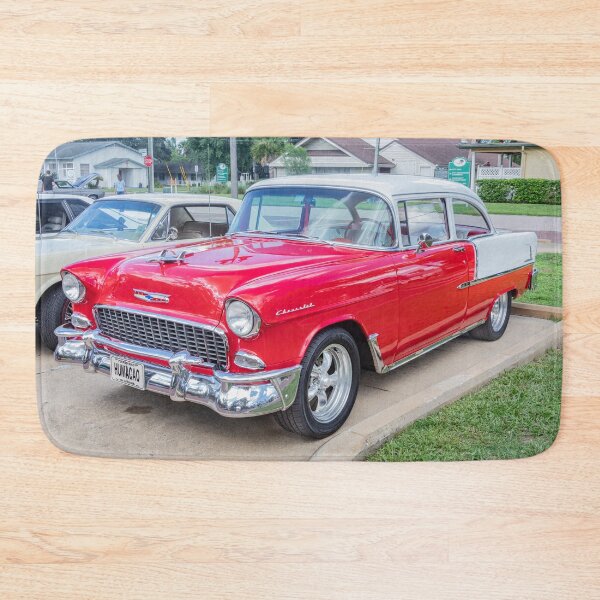 Item preview, Classic 1955 Chevy Bel Air Gypsy Red and India Ivory Automotive Print designed and sold by RichFrancoCars.