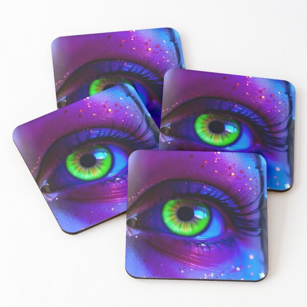 Item preview, Neon Glowing Cyberpunk Eye Macro Digital Art Cyber Aesthetic Fantasy Print designed and sold by mijaczeek.