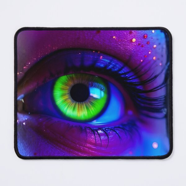 Item preview, Neon Glowing Cyberpunk Eye Macro Digital Art Cyber Aesthetic Fantasy Print designed and sold by mijaczeek.