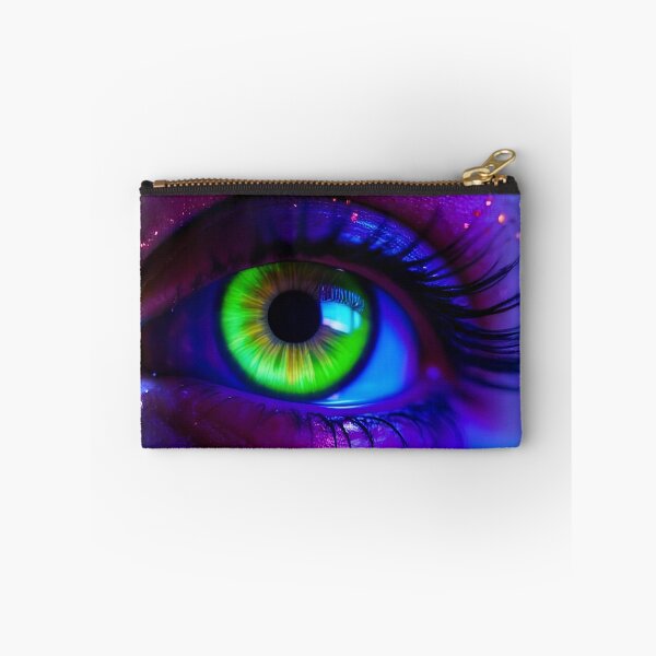 Item preview, Neon Glowing Cyberpunk Eye Macro Digital Art Cyber Aesthetic Fantasy Print designed and sold by mijaczeek.