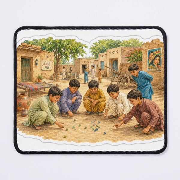 Item preview, 1990s Punjabi Village Kids Playing Marbles – Nostalgic Pakistan Sticker designed and sold by Arts121.