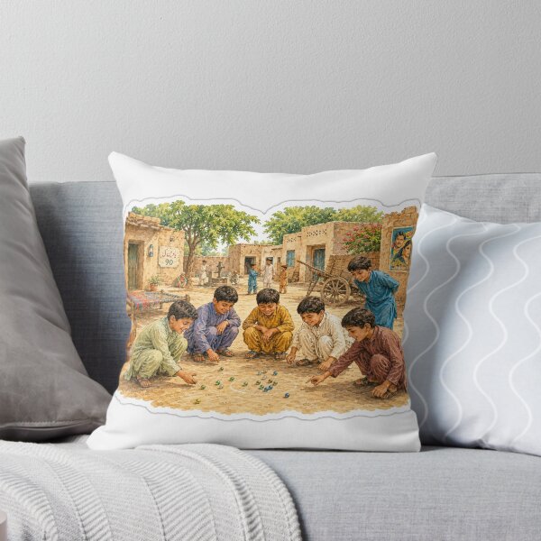 Item preview, 1990s Punjabi Village Kids Playing Marbles – Nostalgic Pakistan Sticker designed and sold by Arts121.