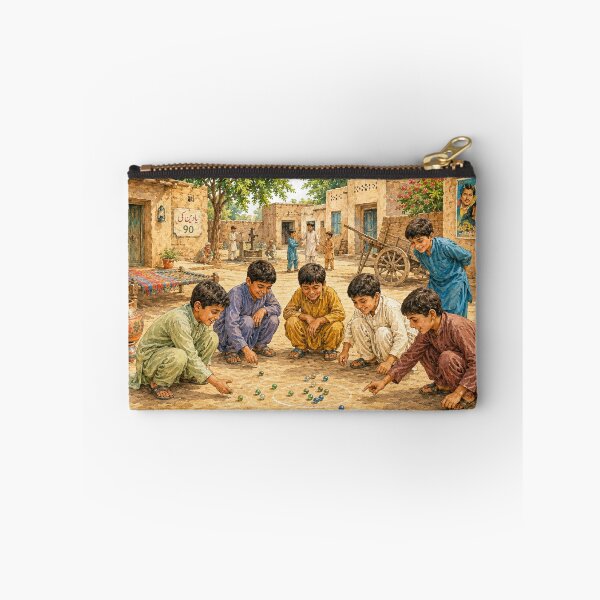 Item preview, 1990s Punjabi Village Kids Playing Marbles – Nostalgic Pakistan Sticker designed and sold by Arts121.