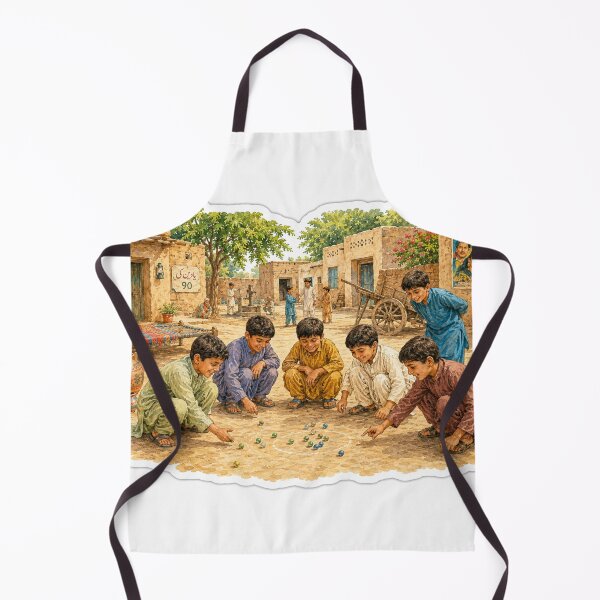 Item preview, 1990s Punjabi Village Kids Playing Marbles – Nostalgic Pakistan Sticker designed and sold by Arts121.