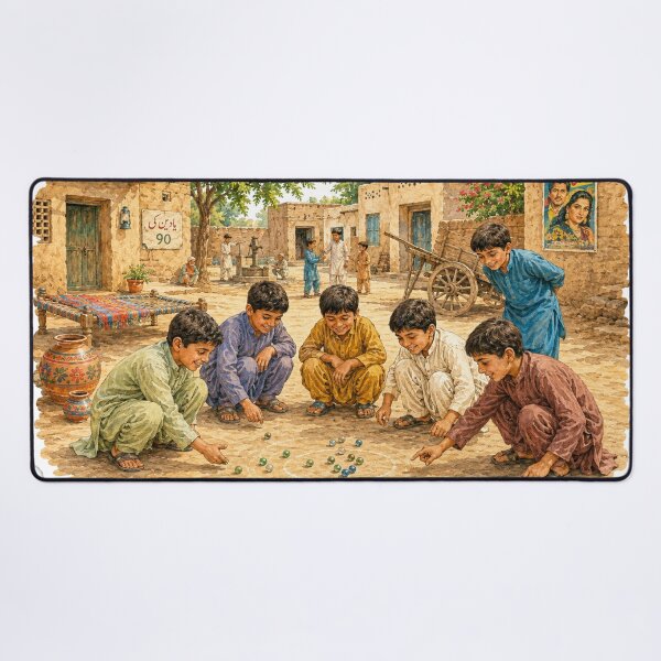 Item preview, 1990s Punjabi Village Kids Playing Marbles – Nostalgic Pakistan Sticker designed and sold by Arts121.