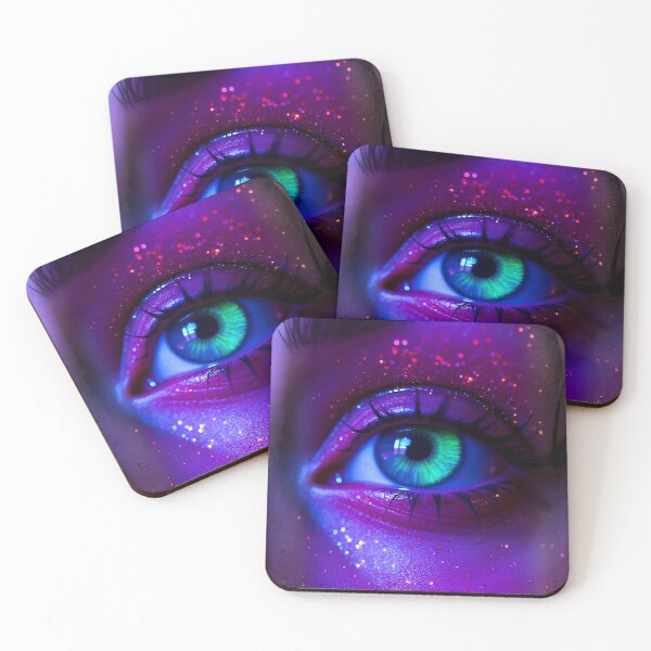 Item preview, Neon Glowing Cyberpunk Eye Macro Digital Art Cyber Aesthetic Fantasy Print designed and sold by mijaczeek.