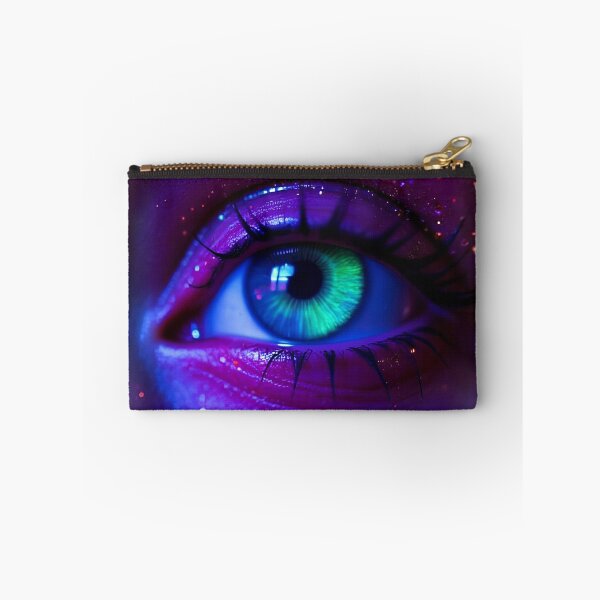 Item preview, Neon Glowing Cyberpunk Eye Macro Digital Art Cyber Aesthetic Fantasy Print designed and sold by mijaczeek.