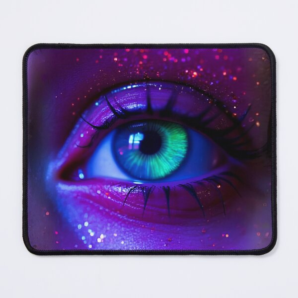 Item preview, Neon Glowing Cyberpunk Eye Macro Digital Art Cyber Aesthetic Fantasy Print designed and sold by mijaczeek.