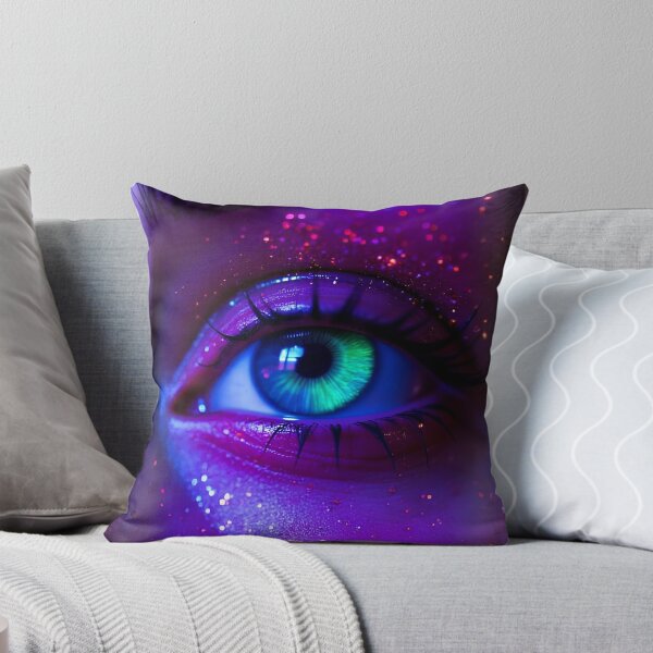 Item preview, Neon Glowing Cyberpunk Eye Macro Digital Art Cyber Aesthetic Fantasy Print designed and sold by mijaczeek.