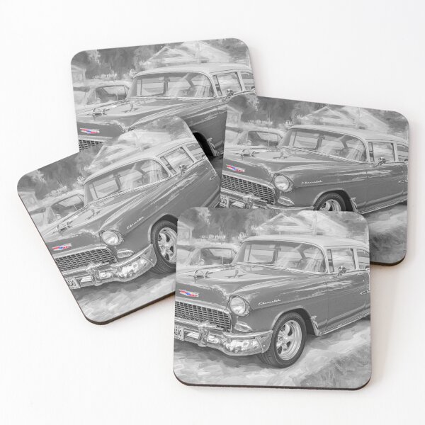Item preview, Classic 1955 Chevy Bel Air Gypsy Red and India Ivory Automotive Print designed and sold by RichFrancoCars.
