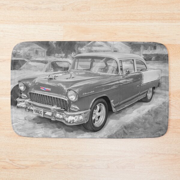 Item preview, Classic 1955 Chevy Bel Air Gypsy Red and India Ivory Automotive Print designed and sold by RichFrancoCars.