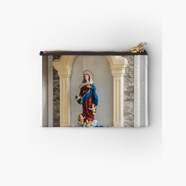 Item preview, Statue Of The Virgin Mary In Ornate Altar Niche With Angels And Blue Robe designed and sold by Nmallia.